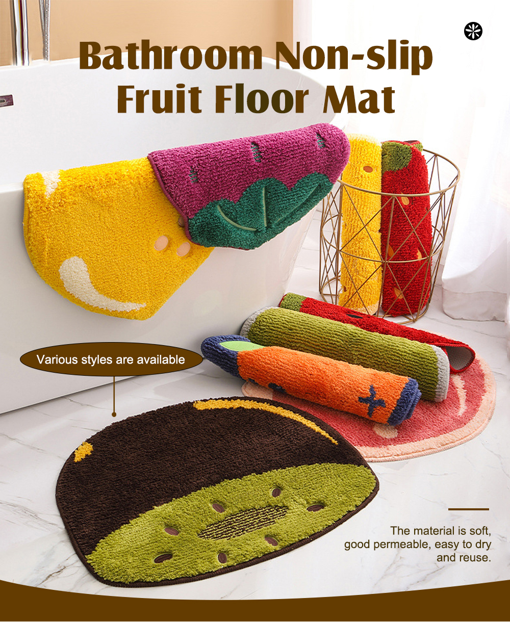 Bathroom Non-slip Fruit Floor Mat -1